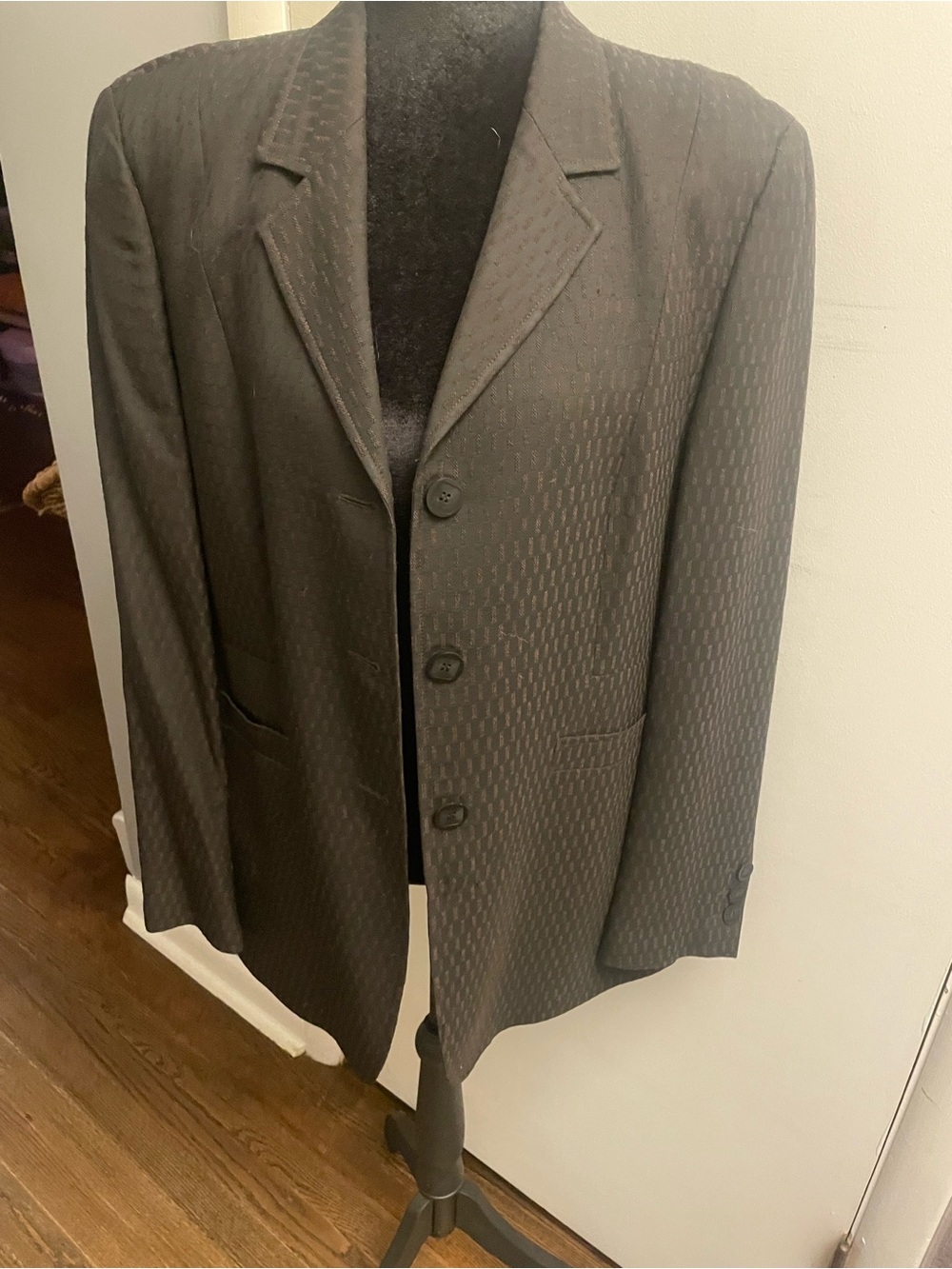 Zanella Black Textured Three-Button Blazer